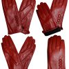Leather gloves, Genuine leather women’s Red winter gloves S, M, L and XL New