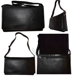 Leather messenger bag, Briefcase Business case Attaché case carry on bag Br New
