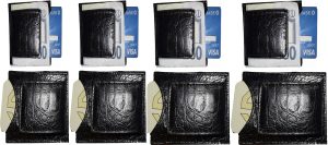 Lot of 12 Crocodile skin printed leather money clip Black Bifold Billfold BR New - Image 10