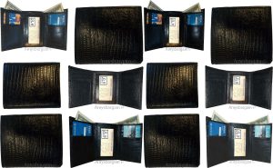 Lot of 12 Man's Black Trifold wallet new style lizard Printed Leather wallet
