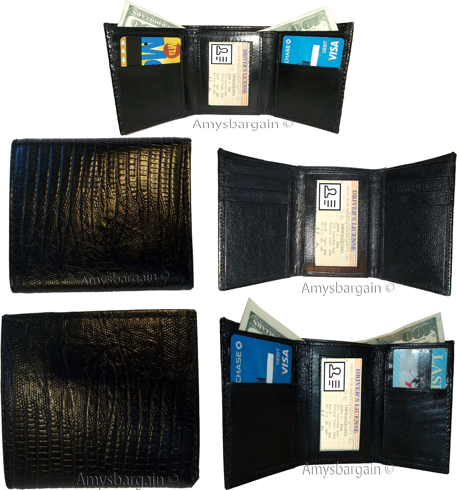 Lot of 12 Man's Black Trifold wallet new style lizard Printed Leather wallet - Image 7
