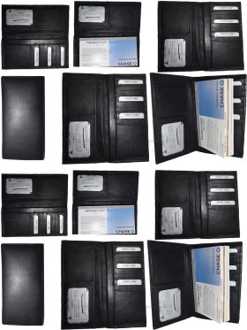 Lot of 12 Women/Men's Leather Checkbook Wallet Black Unbranded wallet card case