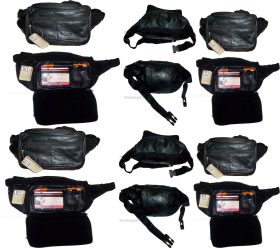 Lot of 12 new leather waist pouch. black waist bag, leather bag, fanny pack new