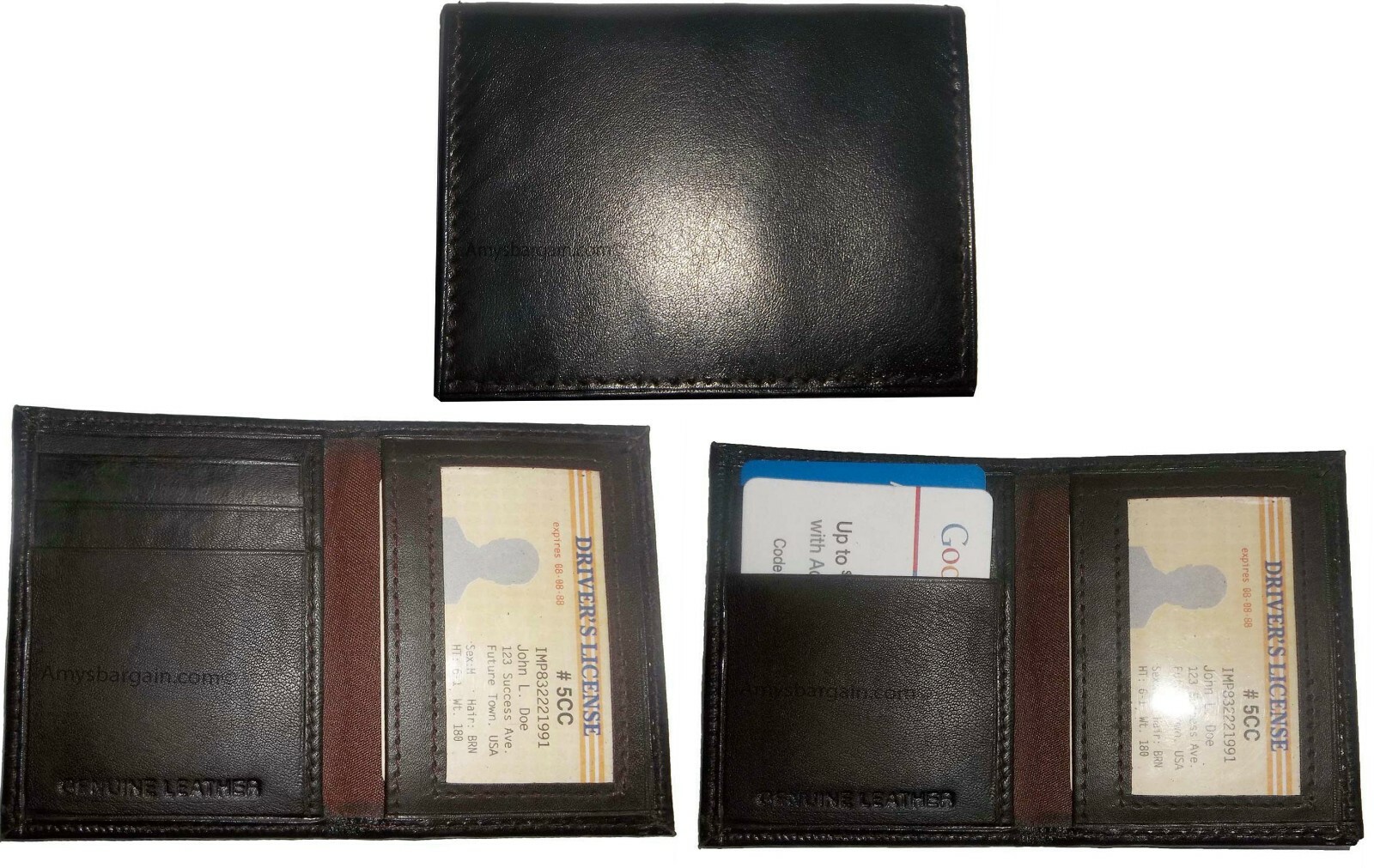 Lot of 2 Business cards Credit Card ID card case new Brown 4 Card holder