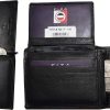 Lot of 2 FIZA NY Leather men's bifold wallet Black 2 billfold 2 ID zip coin case