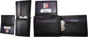Lot of 2 FIZA NY Leather men's bifold wallet Black 2 billfold 2 ID zip coin case
