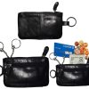 Lot of 2 Leather change purse,Black Zip coin wallet 2 pocket coin case key ring