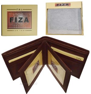 Lot of 2 Leather men's Bifold wallet Tan Billfold wallet 9 Card 3 ID New in Box - Image 3