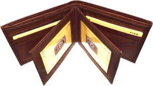 Lot of 2 Leather men's Bifold wallet Tan Billfold wallet 9 Card 3 ID New in Box - Image 9