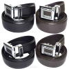 Lot of 2 Men's Belt Black & Brown Leather Automatic lock Up to 43" Dress belt BN