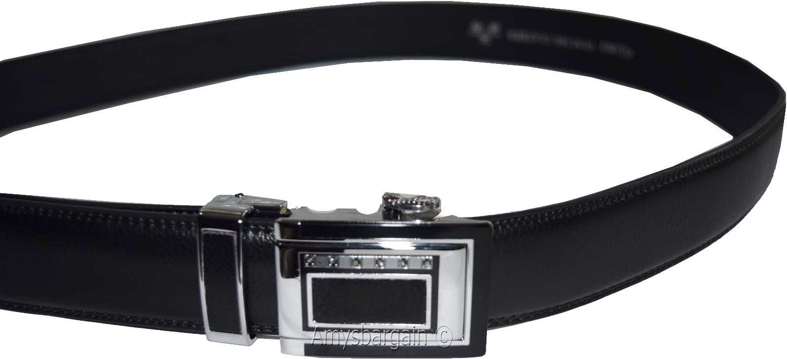 Lot of 2 Men's Belt Black & Brown Leather Automatic lock Up to 43" Dress belt BN - Image 13