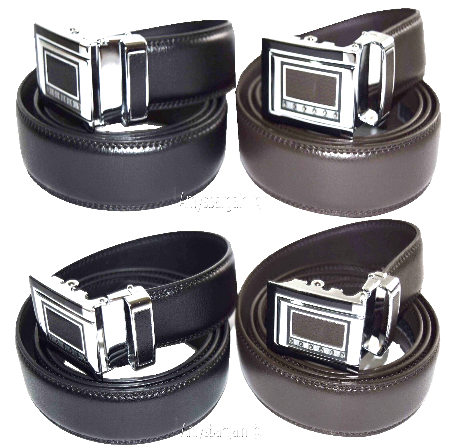 Lot of 2 Men's Belt Black & Brown Leather Automatic lock Up to 43" Dress belt BN - Image 7