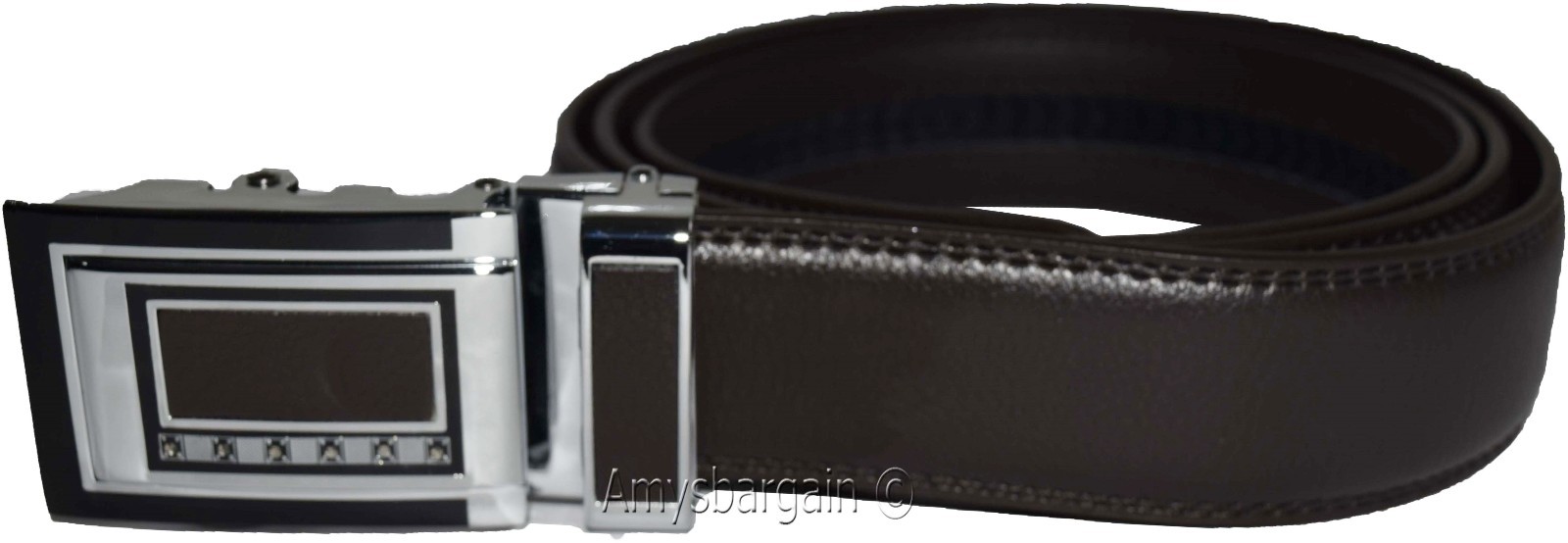 Lot of 2 Men's Belt Black & Brown Leather Automatic lock Up to 43" Dress belt BN - Image 10