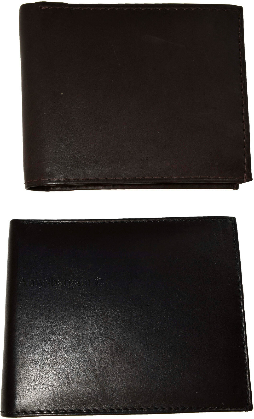 Lot of 2 Men's Bifold Calfskin leather wallet 2 Bill slots 7 card 1 ID Window BN - Image 6