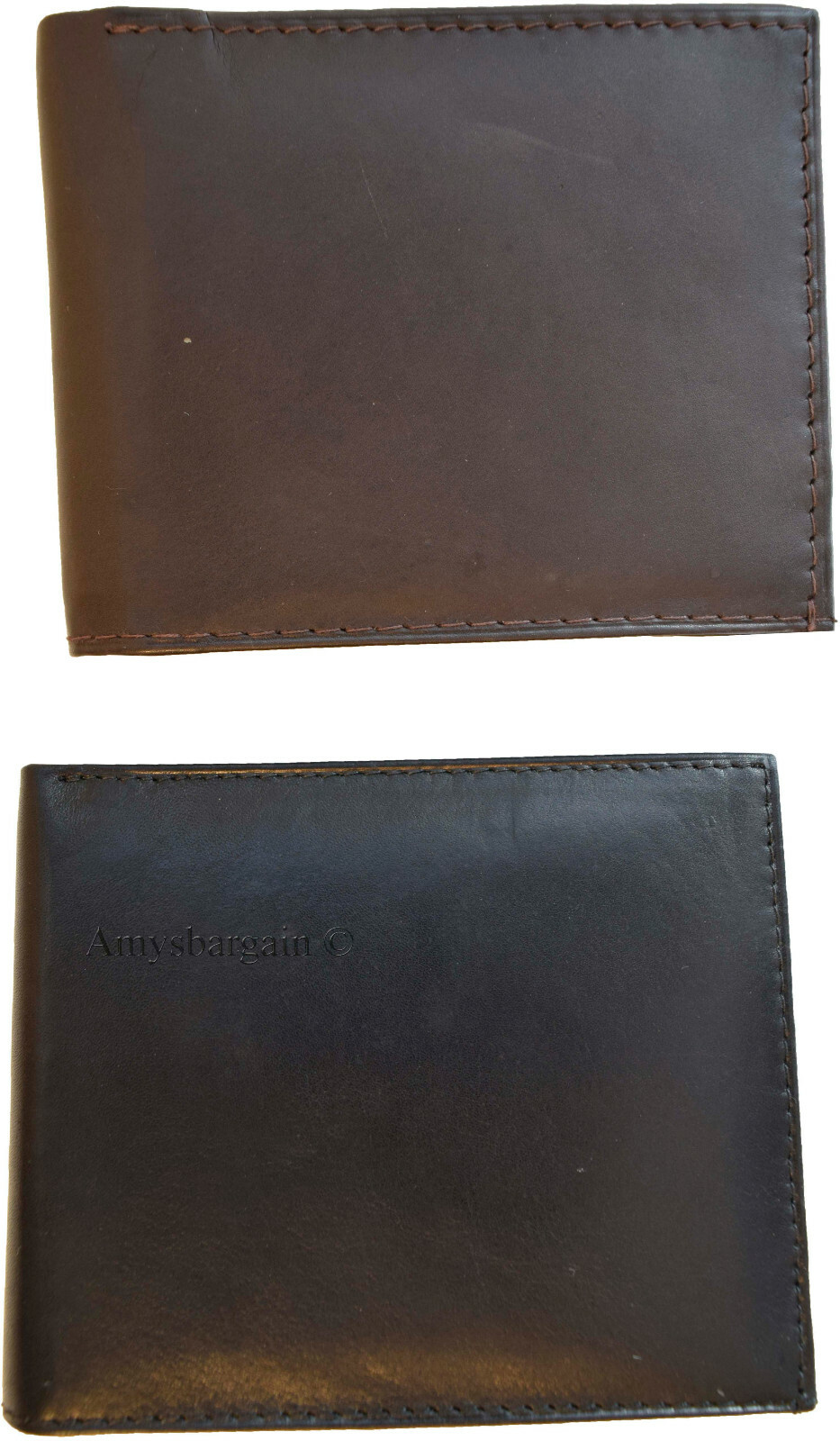 Lot of 2 Men's Bifold Calfskin leather wallet 2 Bill slots 7 card 1 ID Window BN - Image 7
