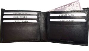Lot of 2 Men's Black Bifold Calfskin leather 2 Bill slots 7 card 1 ID Window new - Image 6