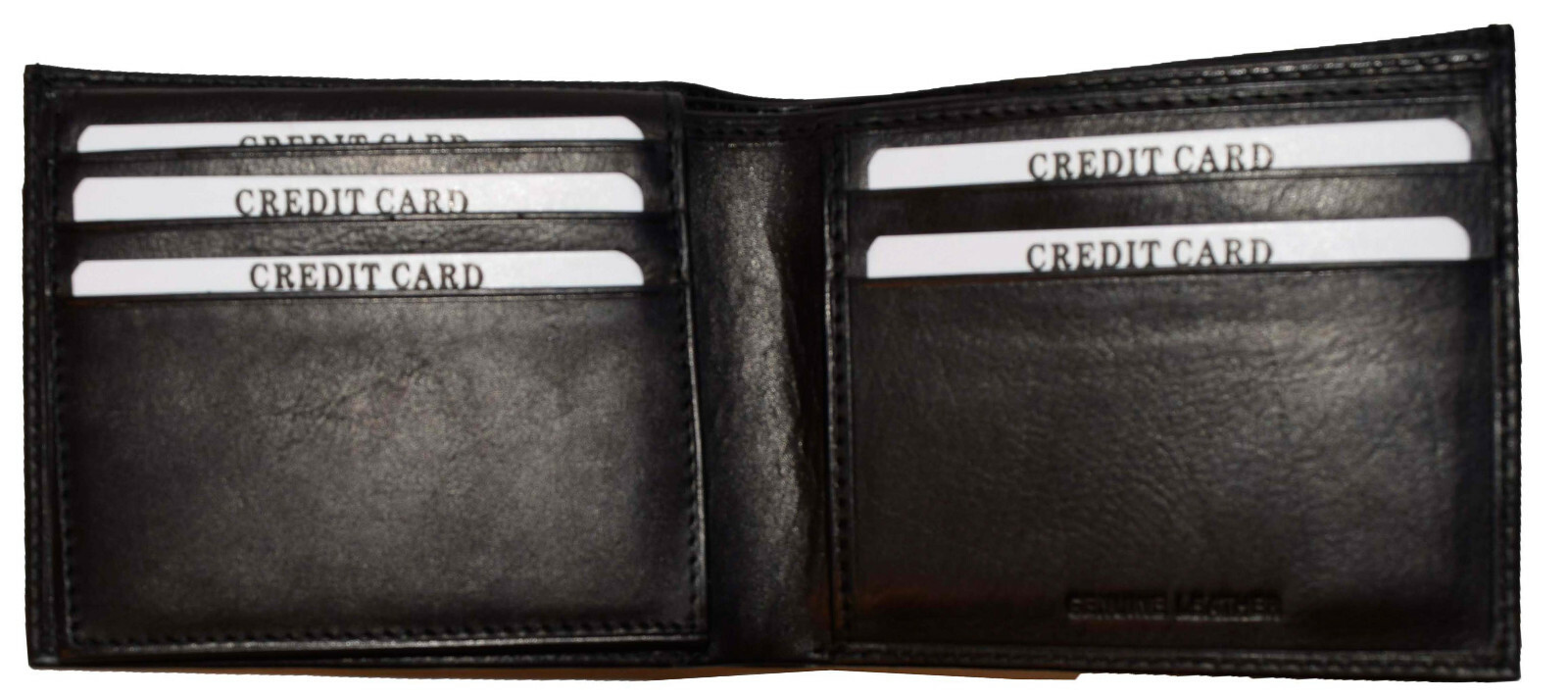 Lot of 2 Men's Black Bifold Calfskin leather 2 Bill slots 7 card 1 ID Window new - Image 7