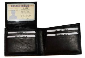 Lot of 2 Men's Black Bifold Calfskin leather 2 Bill slots 7 card 1 ID Window new - Image 8