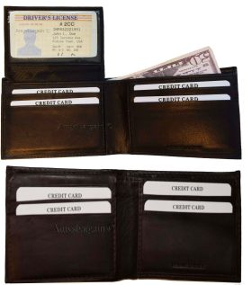 Lot of 2 Men's Brown Bifold Calfskin leather wallet, 2 Bil slots 7 card 1 ID Win