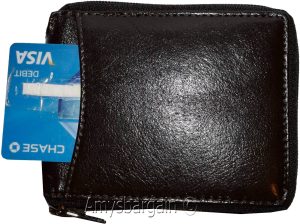 Lot of 2 Men's Zip around Leather Wallet. Buff leather zip around wallet in box - Image 12