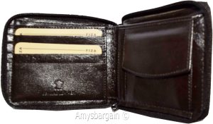 Lot of 2 Men's Zip around Leather Wallet. Buff leather zip around wallet in box - Image 9