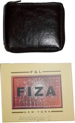 Lot of 2 Men's Zip around Leather Wallet. Buff leather zip around wallet in box - Image 10