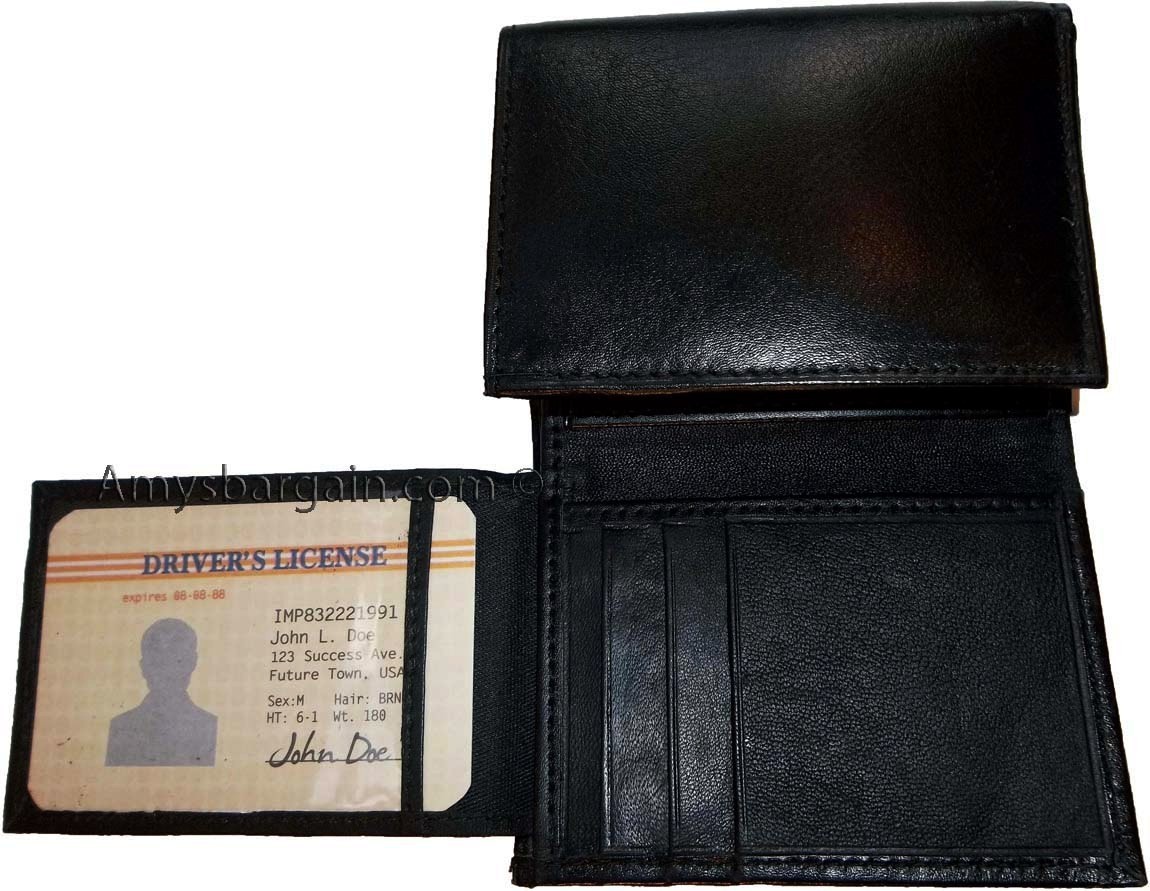 Lot of 2 Men’s leather wallet. Genuine Leather Trifold man's wallet 6 cards 2 ID - Image 11
