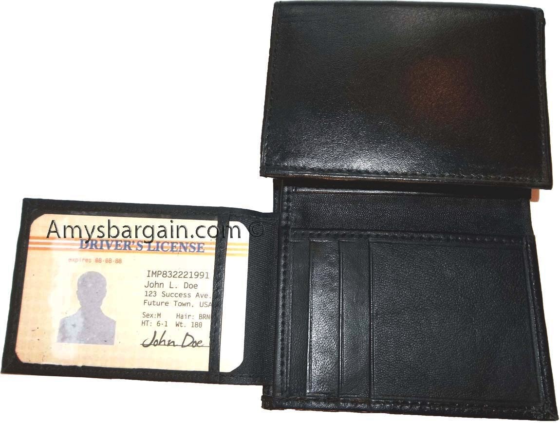 Lot of 2 Men’s leather wallet. Genuine Leather Trifold man's wallet 6 cards 2 ID - Image 13