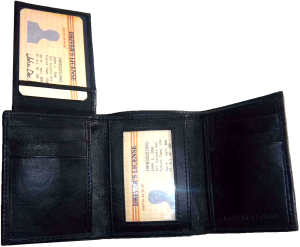 Lot of 2 Men’s leather wallet. Genuine Leather Trifold man's wallet 6 cards 2 ID - Image 3