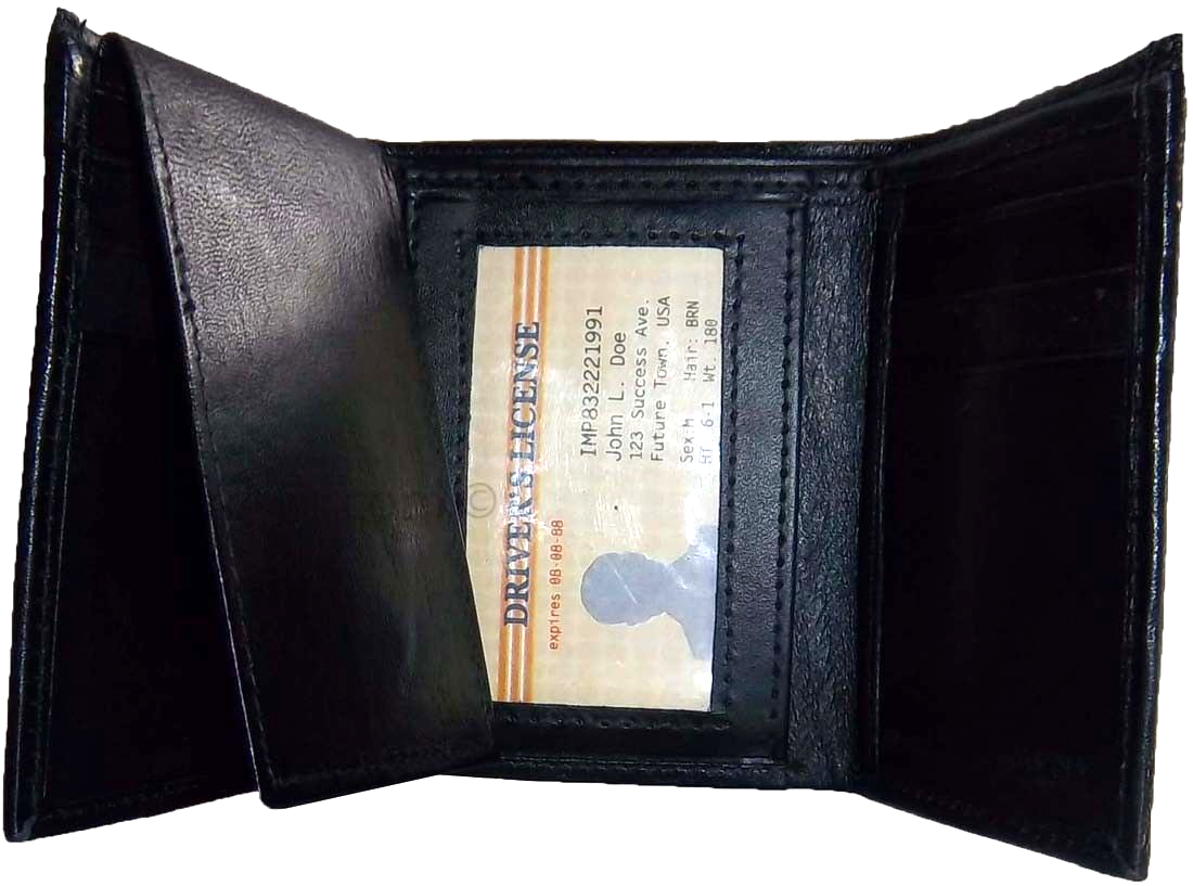 Lot of 2 Men’s leather wallet. Genuine Leather Trifold man's wallet 6 cards 2 ID - Image 4