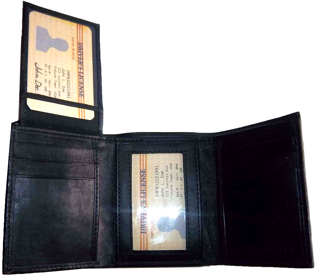 Lot of 2 Men’s leather wallet. Genuine Leather Trifold man's wallet 6 cards 2 ID - Image 5