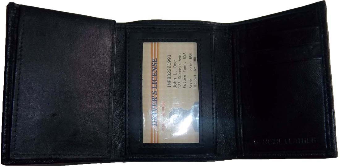 Lot of 2 Men’s leather wallet. Genuine Leather Trifold man's wallet 6 cards 2 ID - Image 6
