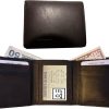 Lot of 2 New Men's Brown leather Trifold wallet 6 credit cards 2 bill slots new