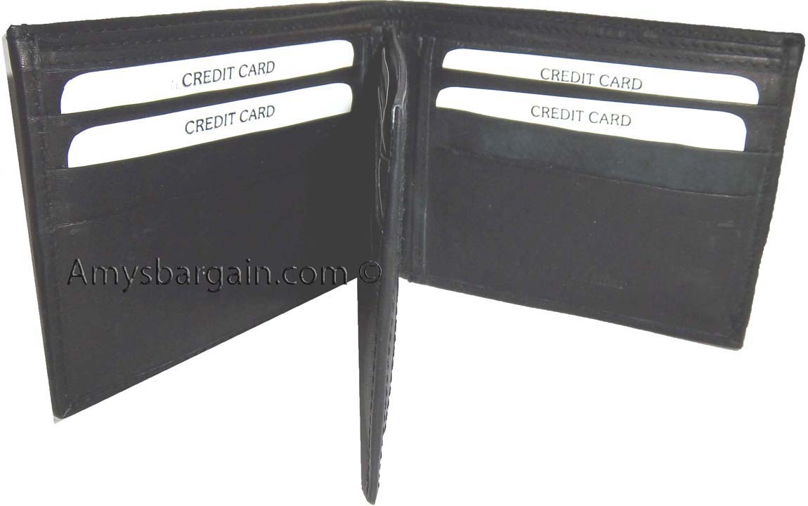 Lot of 2 New men's Black leather billfold wallet 9 credit card space ID bifold - Image 11