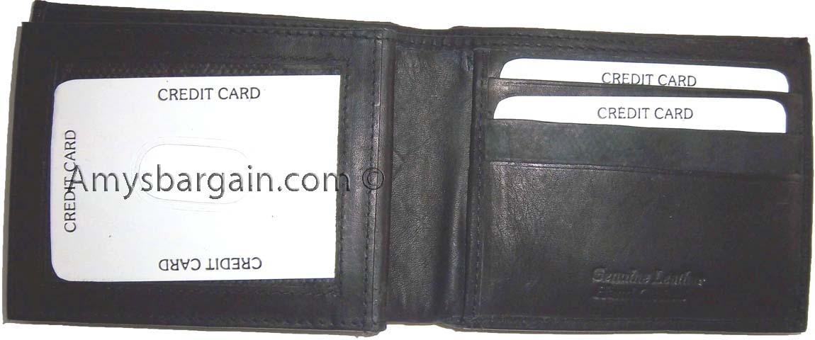 Lot of 2 New men's Black leather billfold wallet 9 credit card space ID bifold - Image 7