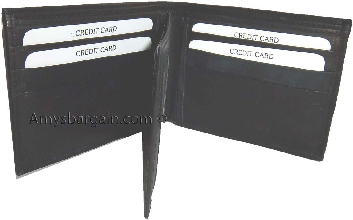 Lot of 2 New men's Black leather billfold wallet 9 credit card space ID bifold - Image 9