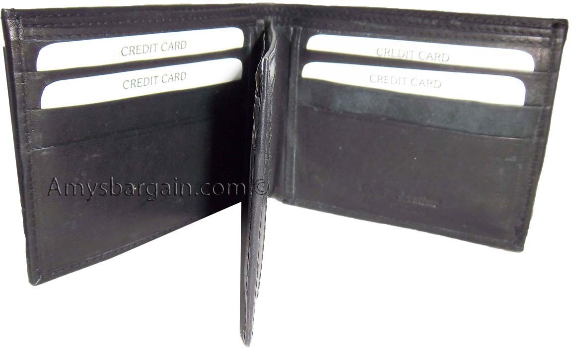 Lot of 2 New men's Black leather billfold wallet 9 credit card space ID bifold - Image 10