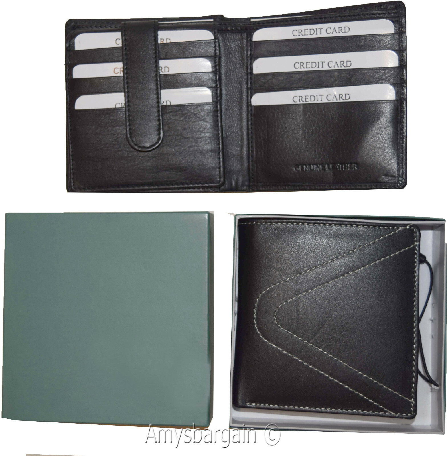 Lot of 2 RFID Men's Hipster wallet Genuine Leather Bifold 15 Card 2ID New in Box - Image 3