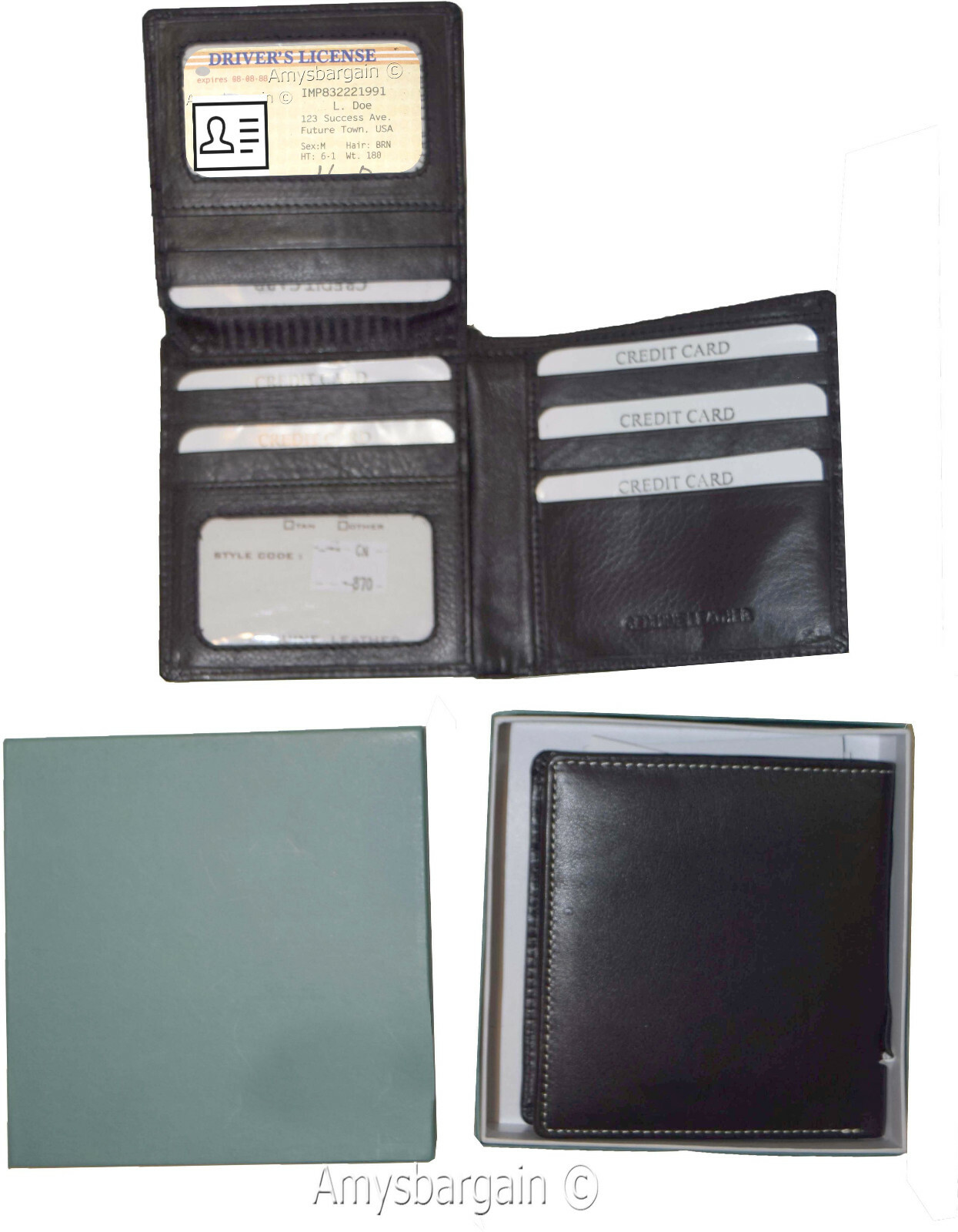 Lot of 2 RFID Men's Hipster wallet Genuine Leather Bifold 15 Card 2ID New in Box - Image 4