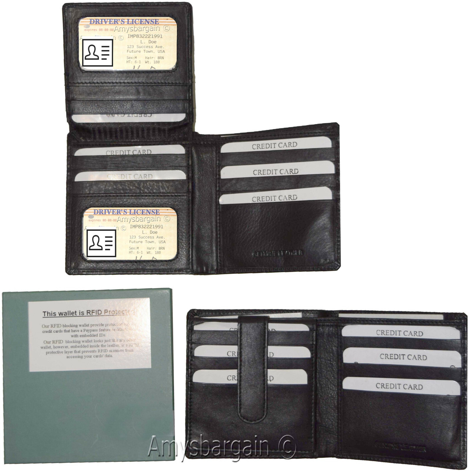 Lot of 2 RFID Men's Hipster wallet Genuine Leather Bifold 15 Card 2ID New in Box - Image 6