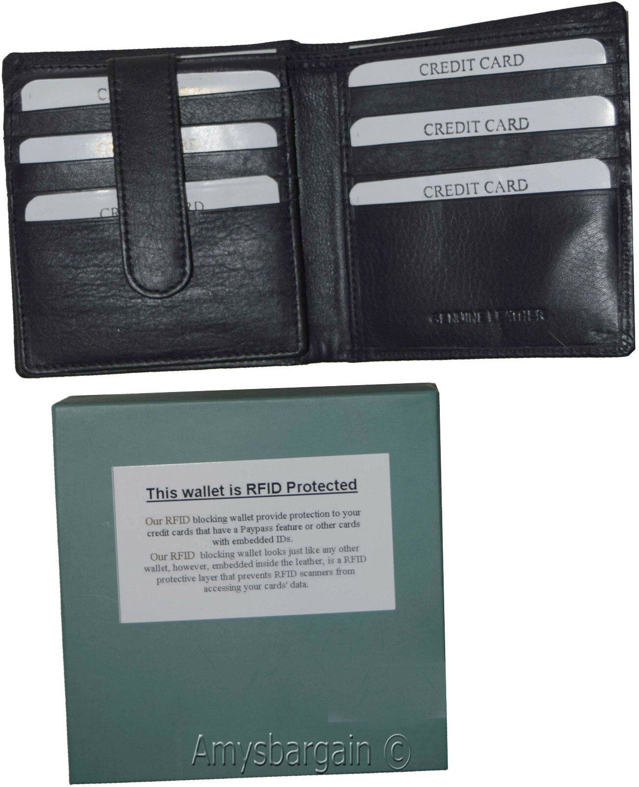Lot of 2 RFID Men's Hipster wallet Genuine Leather Bifold 15 Card 2ID New in Box - Image 8