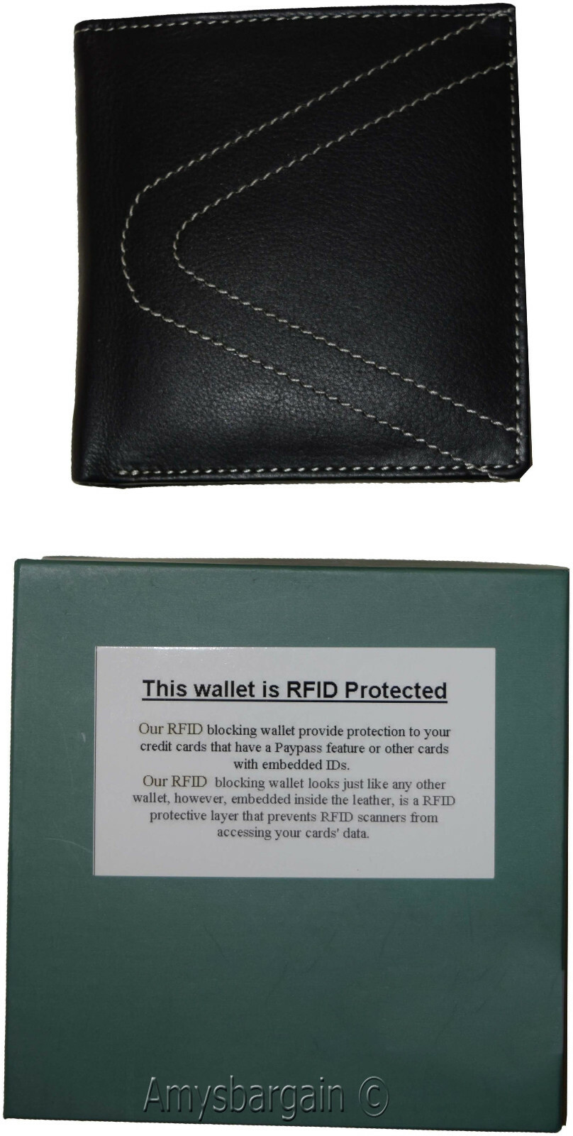 Lot of 2 RFID Men's Hipster wallet Genuine Leather Bifold 15 Card 2ID New in Box - Image 9