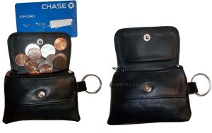 Lot of 2 Women/men's mini leather Change Purse key ring Coin bag Mini Wallet BN