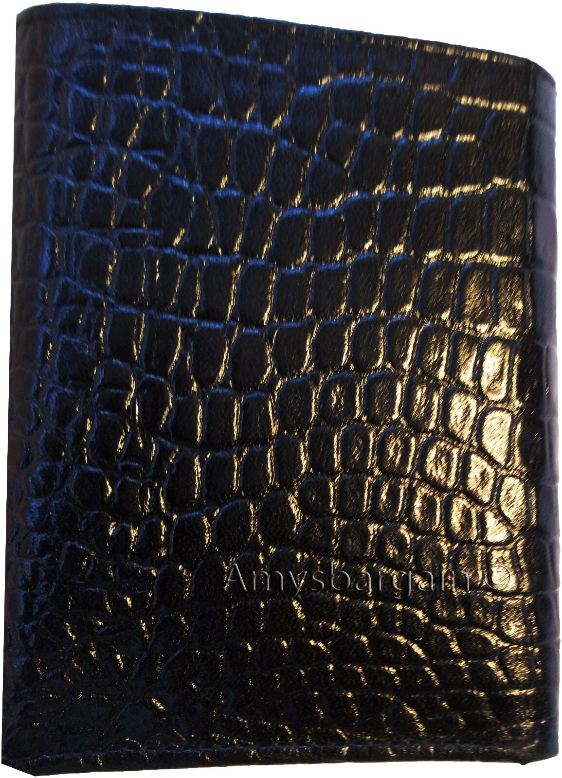 Lot of 3 Italian Style Crocodile Printed Leather Man's Black Trifold wallet BNWT - Image 8