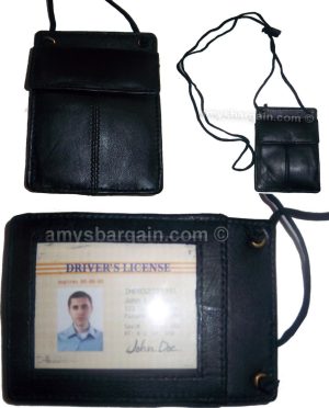 Lot of 3 New Neck string ID Case, Credit Card Case, Black Wallet pouch Money NWT
