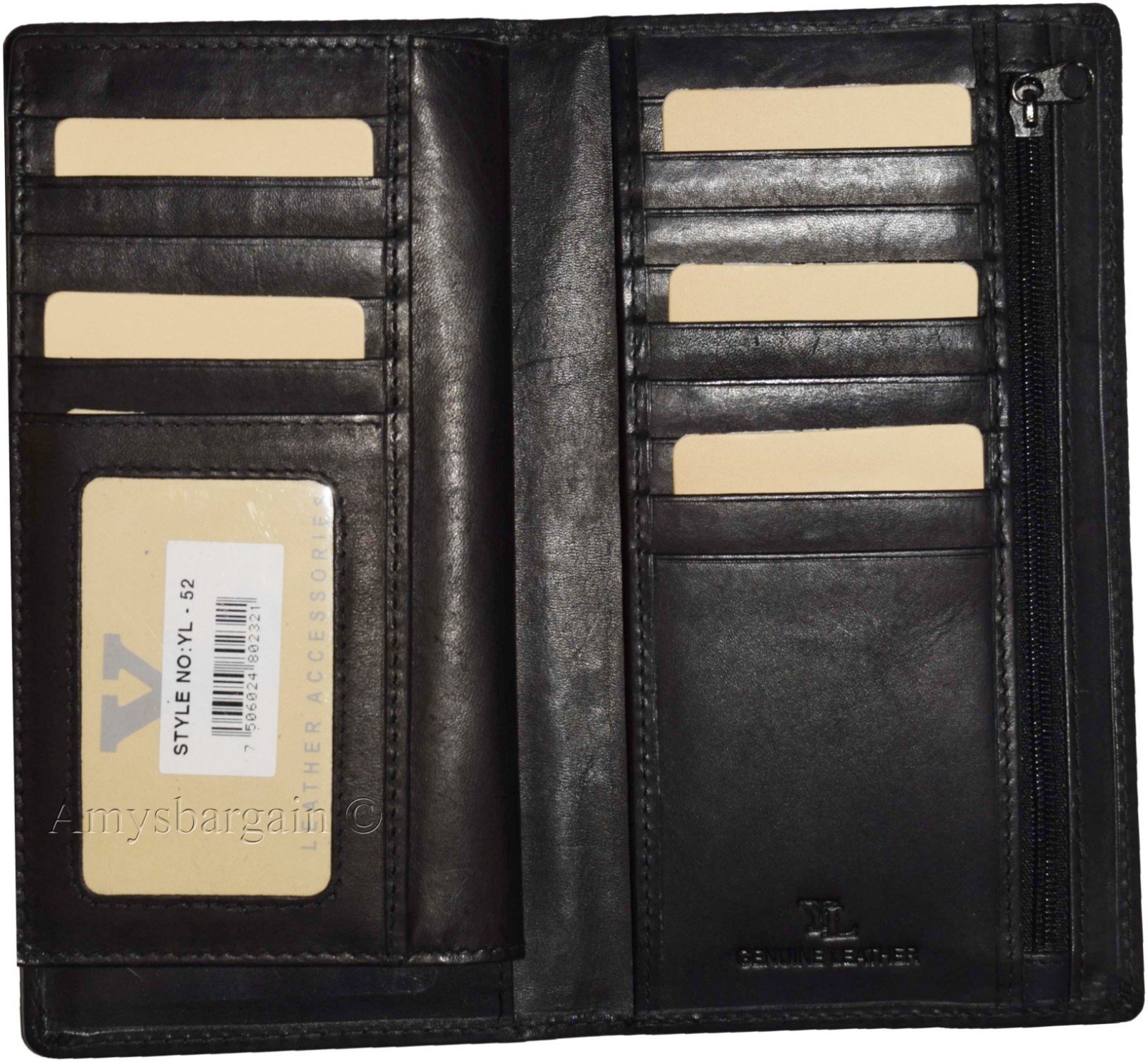 Lot of 3. Women Leather Checkbook Wallet Black 3 bill pockets zip coin purse new - Image 3