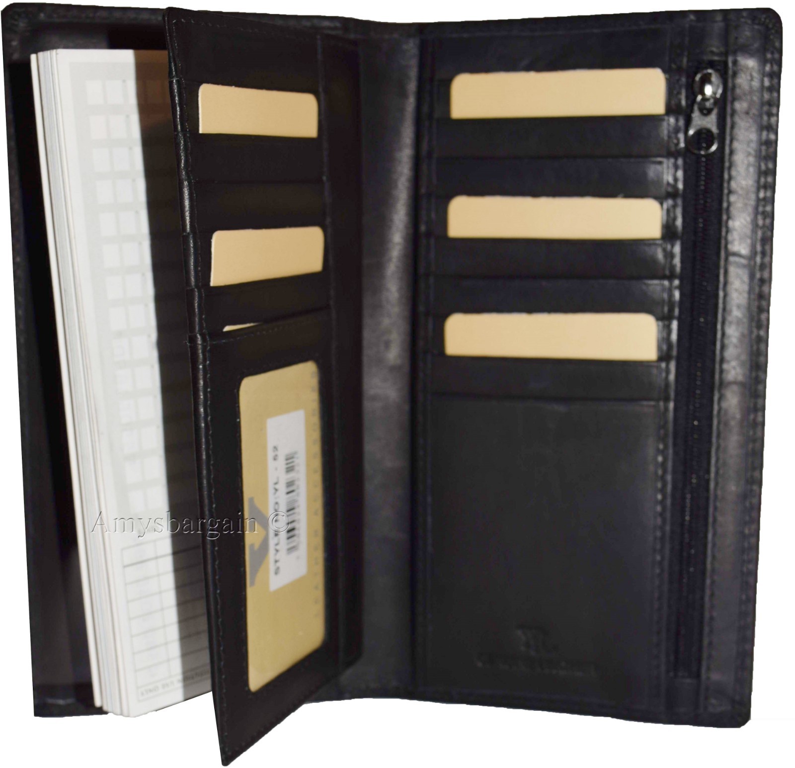 Lot of 3. Women Leather Checkbook Wallet Black 3 bill pockets zip coin purse new - Image 6