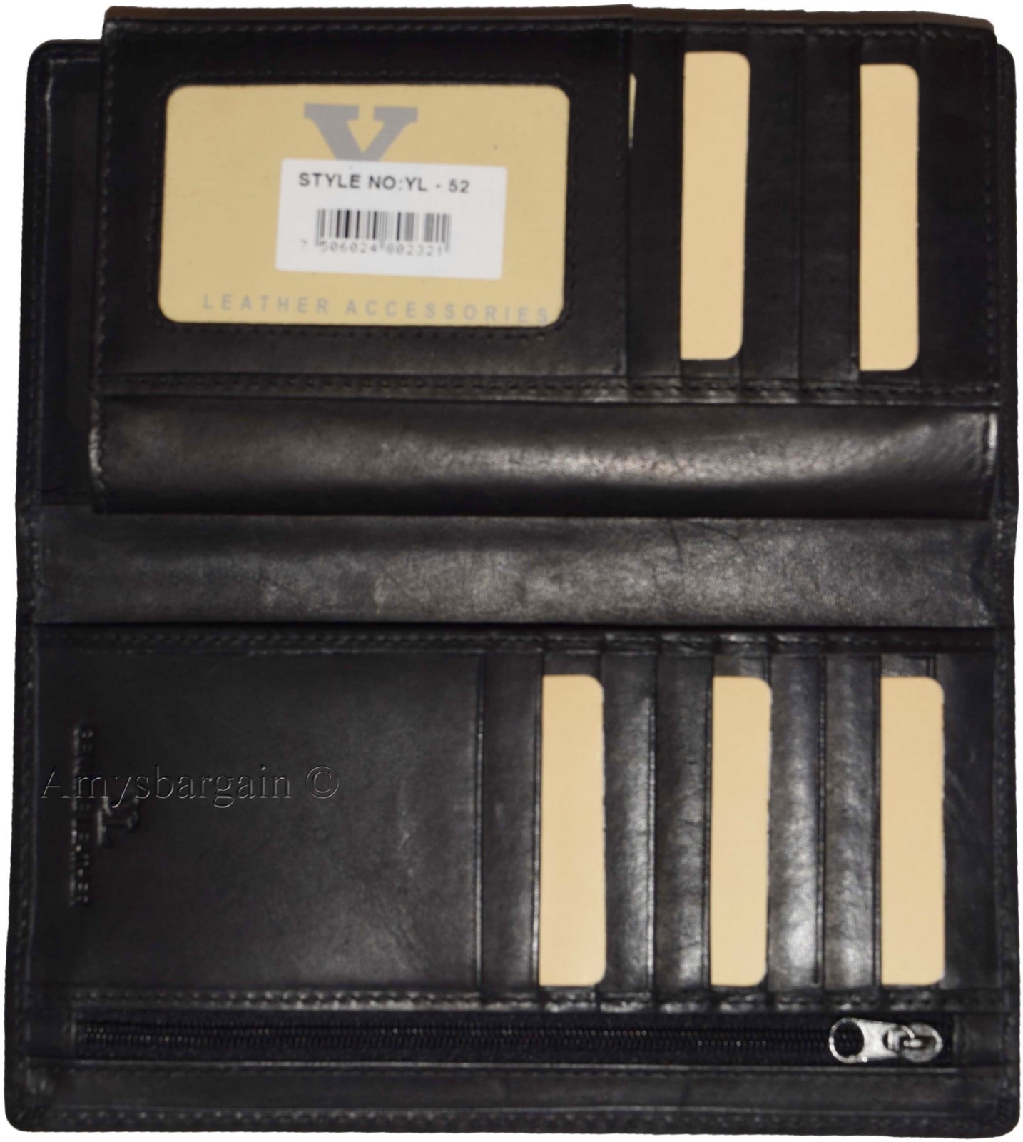 Lot of 3. Women Leather Checkbook Wallet Black 3 bill pockets zip coin purse new - Image 7