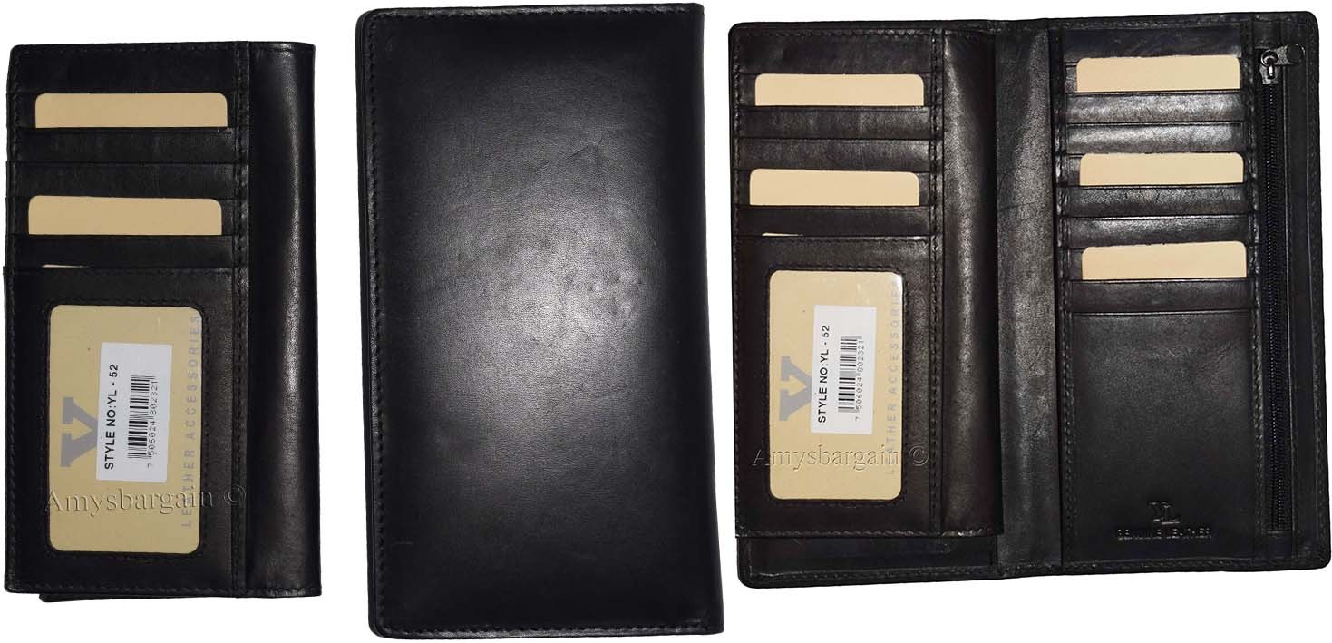 Lot of 3. Women Leather Checkbook Wallet Black 3 bill pockets zip coin purse new - Image 8