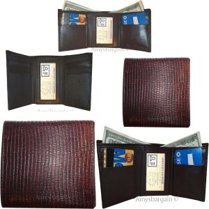 Lot of 3 men's Lizard skin Printed Leather wallet Man's Brown Trifold wallet BN. - Image 4